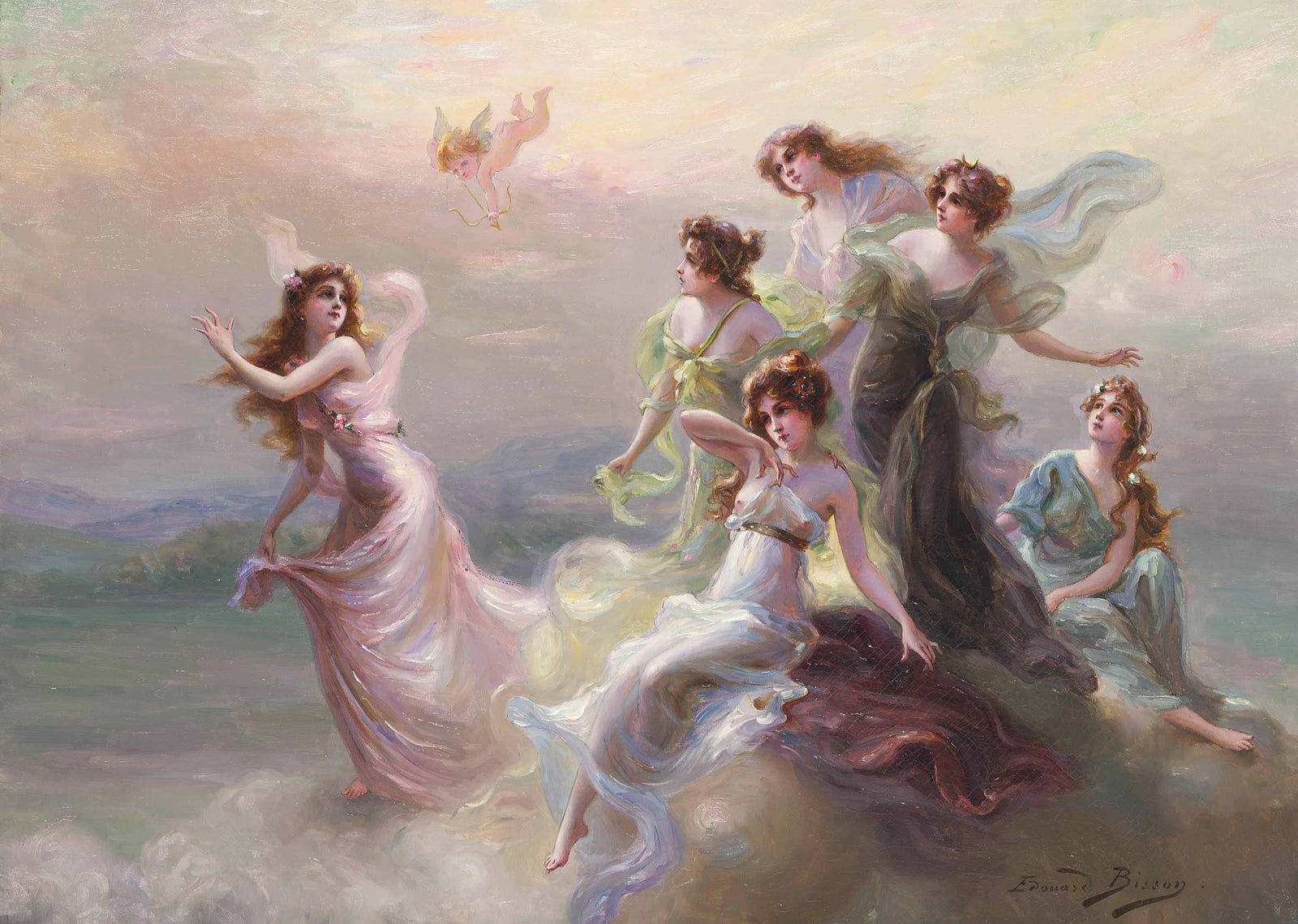 The dance of the nymphs by Edouard Bisson,A3(16x12")Poster