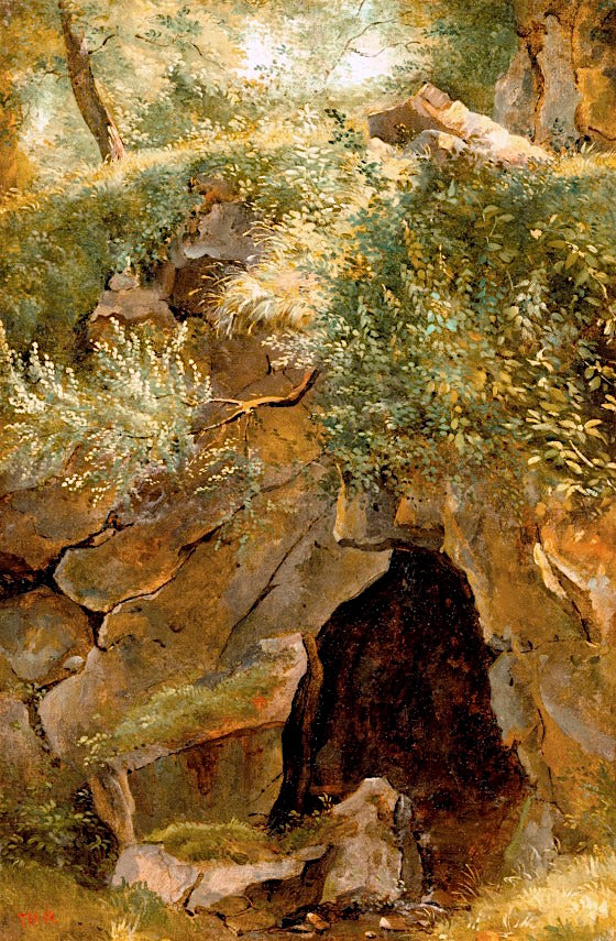 The Cave, vintage artwork by Theodore Rousseau, A3 (16x12") Poster Print