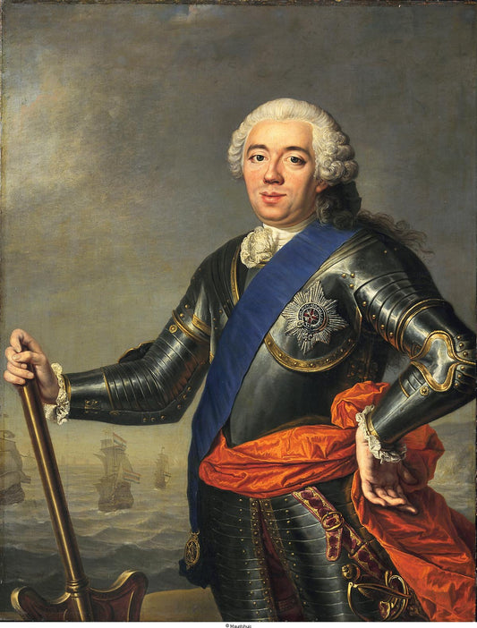 Portrait of William IV, Prince of Orange-Nassau, vintage artwork by Jacques-Andre-Joseph Aved, 12x8" (A4) Poster