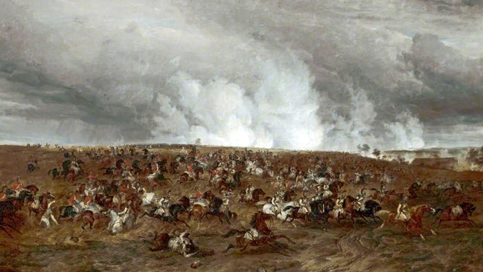 The Battle of Waterloo, 16–19 June 1815, the Defeat of Kellerman's Cuirassiers, vintage artwork by Thomas Sidney Cooper, A3 (16x12