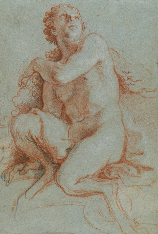 Seated Faun, vintage artwork by Antoine Coypel II, 12x8" (A4) Poster