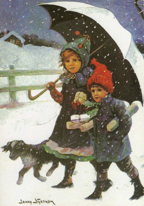 The Snowstorm, vintage artwork by Jenny Nyström, 12x8" (A4) Poster