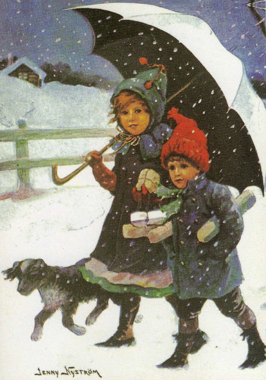 The Snowstorm, vintage artwork by Jenny Nyström, 12x8" (A4) Poster