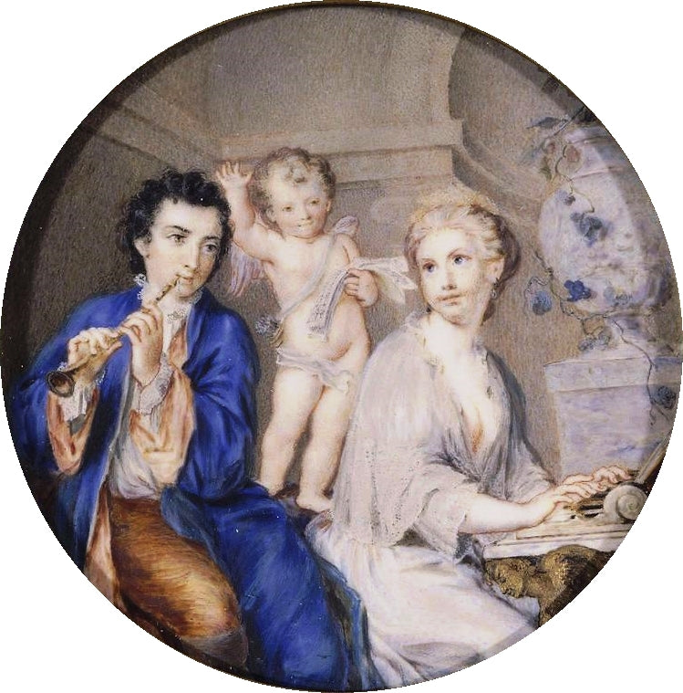 Love Directing a Concert, vintage artwork by Rosalba Carriera, 12x8" (A4) Poster