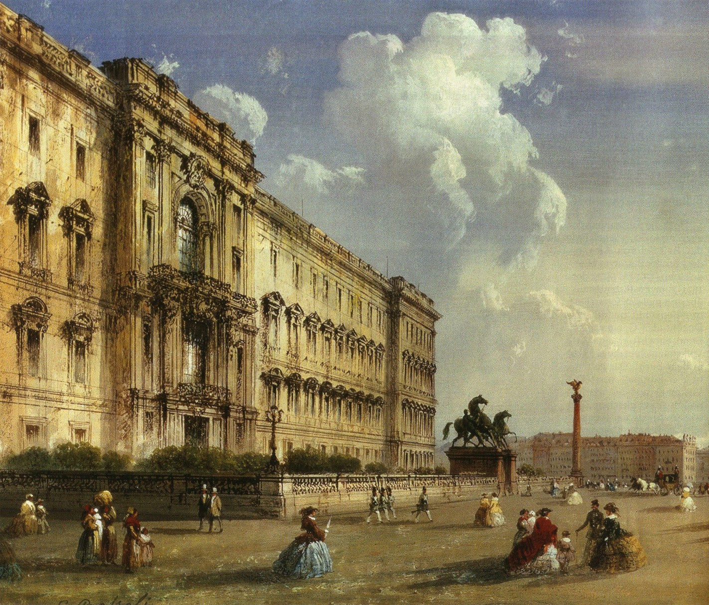 A View of the Royal Palace (Detail), vintage artwork by Carlo Bossoli, A3 (16x12") Poster Print