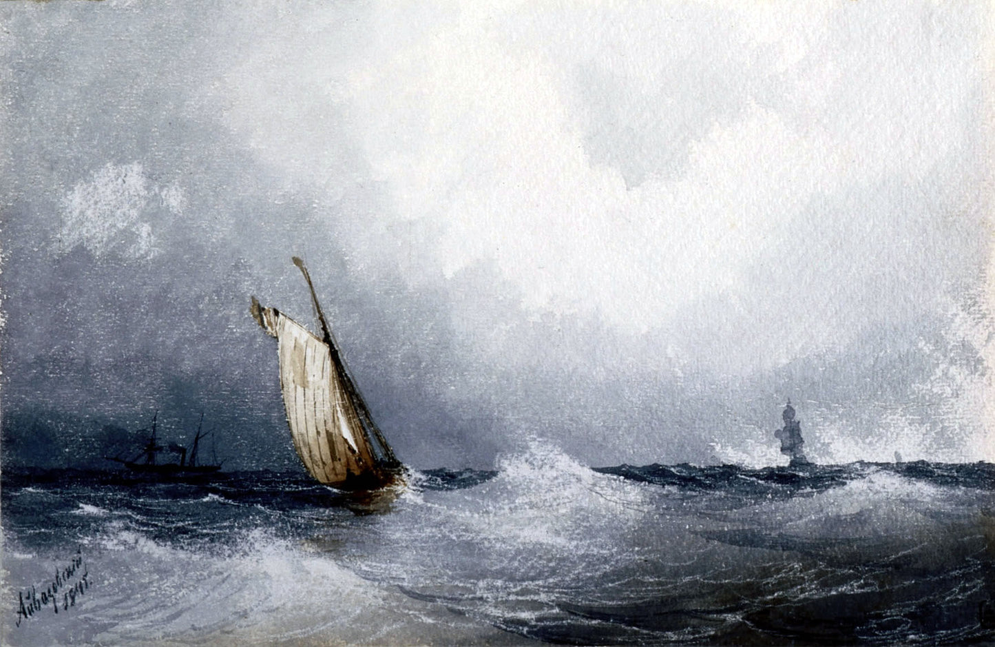 The Black Sea, vintage artwork by Ivan Constantinovich Aivazovsky, A3 (16x12") Poster Print