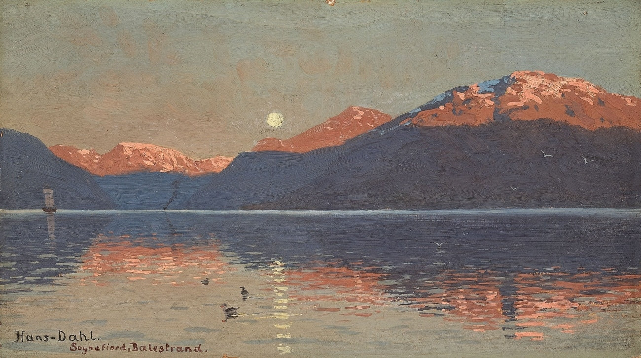 Sognefjord at Balestrand, vintage artwork by Hans Dahl, 12x8" (A4) Poster