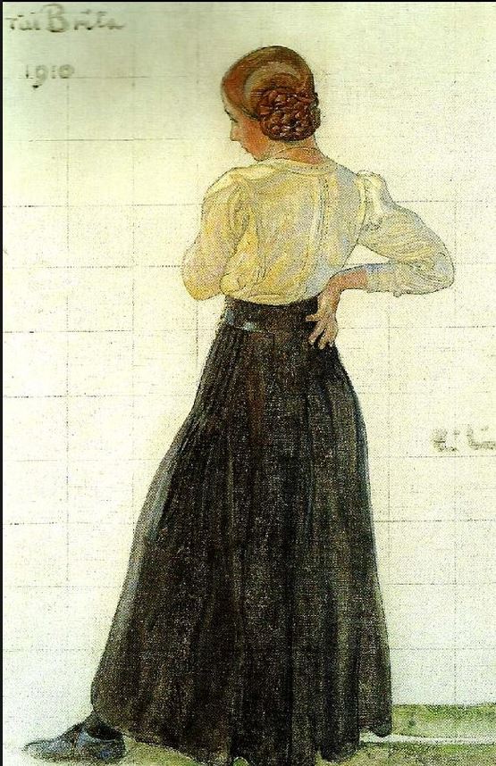 Brita, vintage artwork by Carl Larsson, 12x8" (A4) Poster