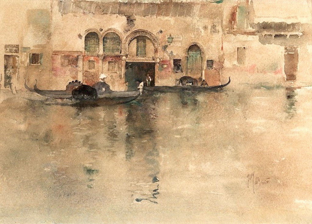 The Traghetto, Venice, vintage artwork by Robert Frederick Blum, 12x8" (A4) Poster