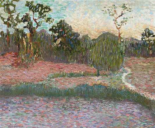 Landscape with Sunset, vintage artwork by Leo Gausson, 12x8" (A4) Poster