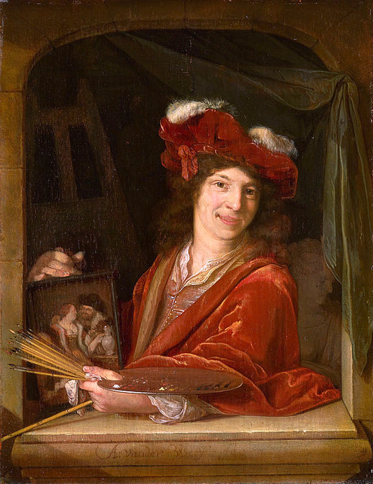 A Young Painter, vintage artwork by Adriaen van der Werff, 12x8" (A4) Poster