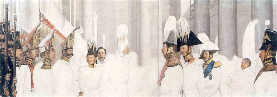 The Consecration of Regimental Banners at the Winter Palace, vintage artwork by Pavel Fedotov, A3 (16x12") Poster Print