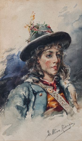 Boy with a Hat by Eugenio Oliva y Rodrigo,A3(16x12")Poster