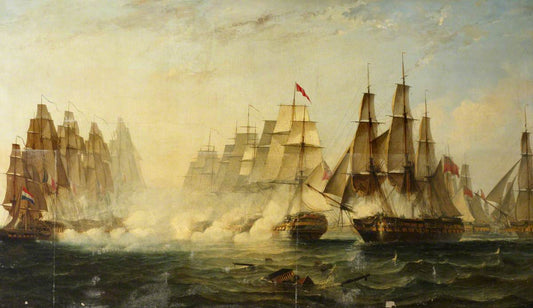 Dance's Action in the Strait of Malacca, 14 February 1804, vintage artwork by William Adolphus Knell, A3 (16x12") Poster Print