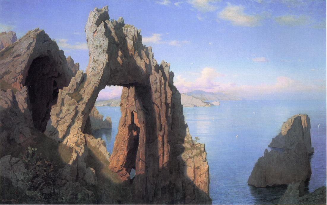 Natural Arch at Capri, vintage artwork by William Stanley Haseltine, 12x8" (A4) Poster