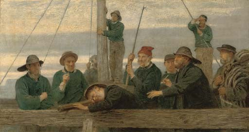 The Lifeboat Crew, vintage artwork by John Morgan, 12x8" (A4) Poster