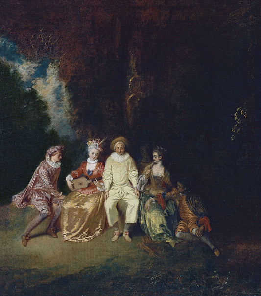 Pierrot Content, vintage artwork by Jean-Antoine Watteau, 12x8" (A4) Poster