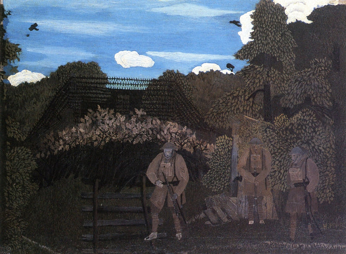 Gas Alarm Outpost: Argonne, vintage artwork by Horace Pippin, 12x8
