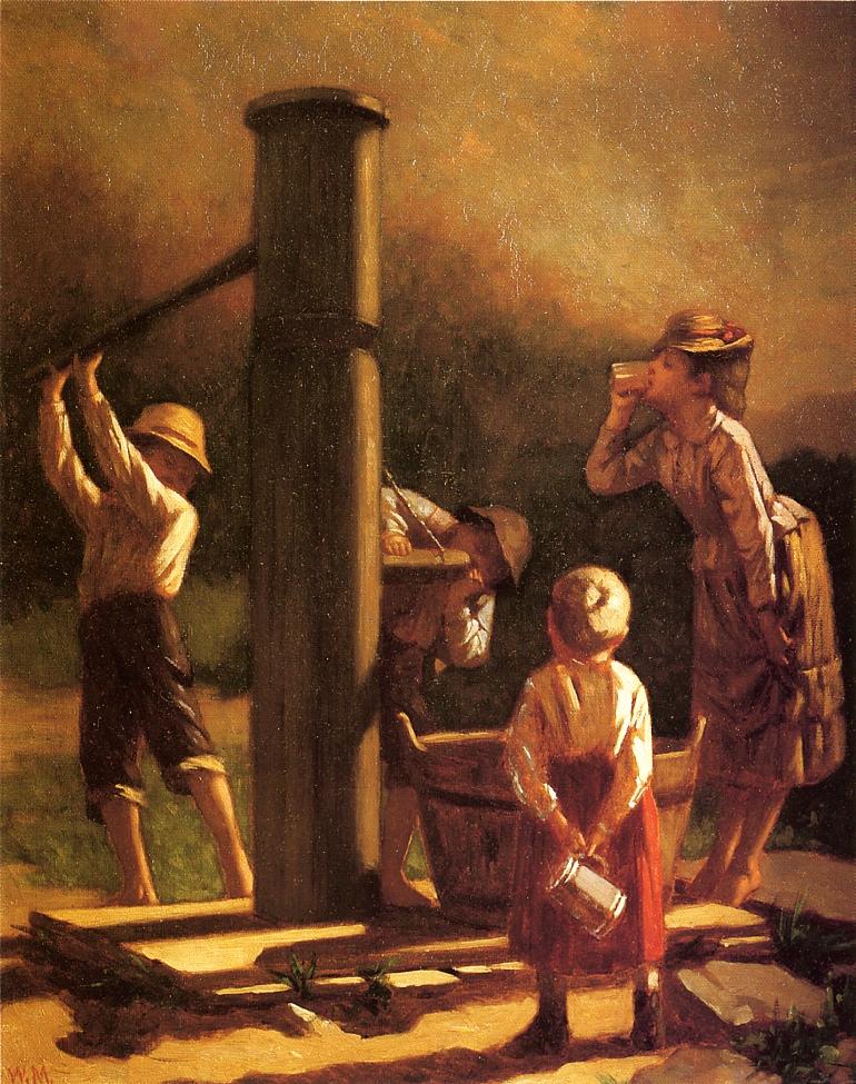 The Village Pump, vintage artwork by William Penn Morgan, 12x8" (A4) Poster