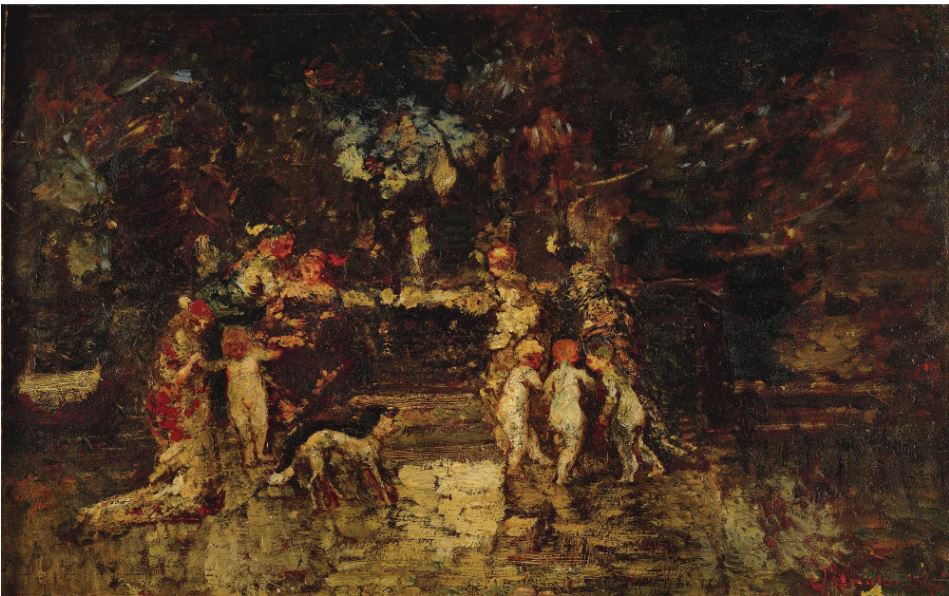 Feast in the Park, vintage artwork by Adolphe-Joseph-Thomas Monticelli, 12x8" (A4) Poster