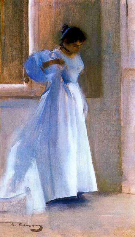 Interior with figure, vintage artwork by Ramon Casas y Carbó, 12x8" (A4) Poster