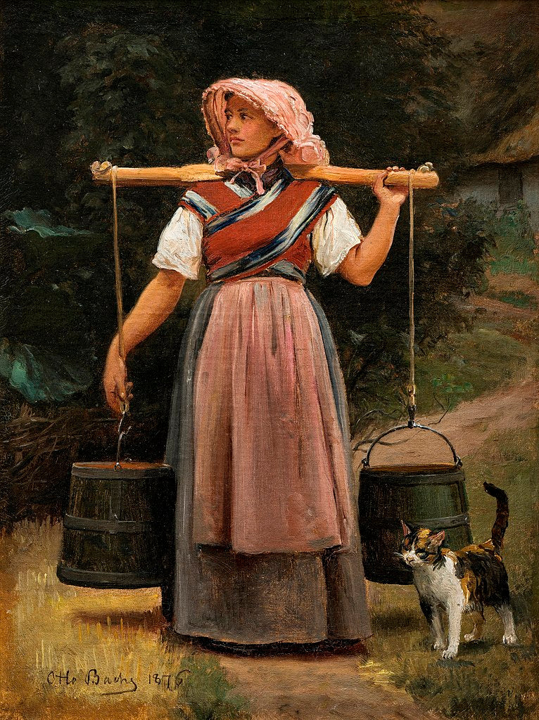 The Water Carrier, vintage artwork by Otto Bache, 12x8" (A4) Poster