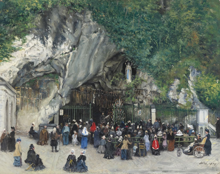 Our Lady of Lourdes, vintage artwork by Francisco Oller, 12x8" (A4) Poster