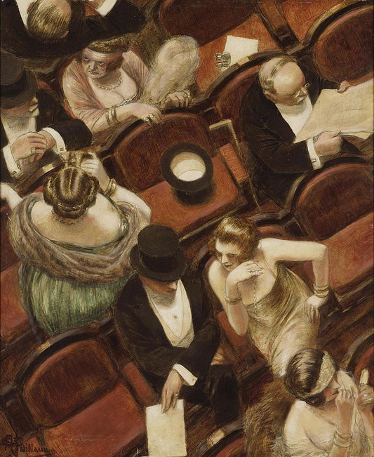 At the Theater, vintage artwork by Albert Guillaume, 12x8" (A4) Poster