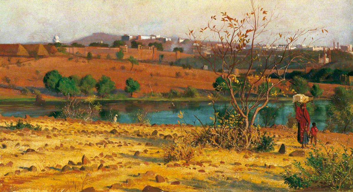 India, View of Bhopal, vintage artwork by George Howard, 9th Earl of Carlisle, 12x8" (A4) Poster