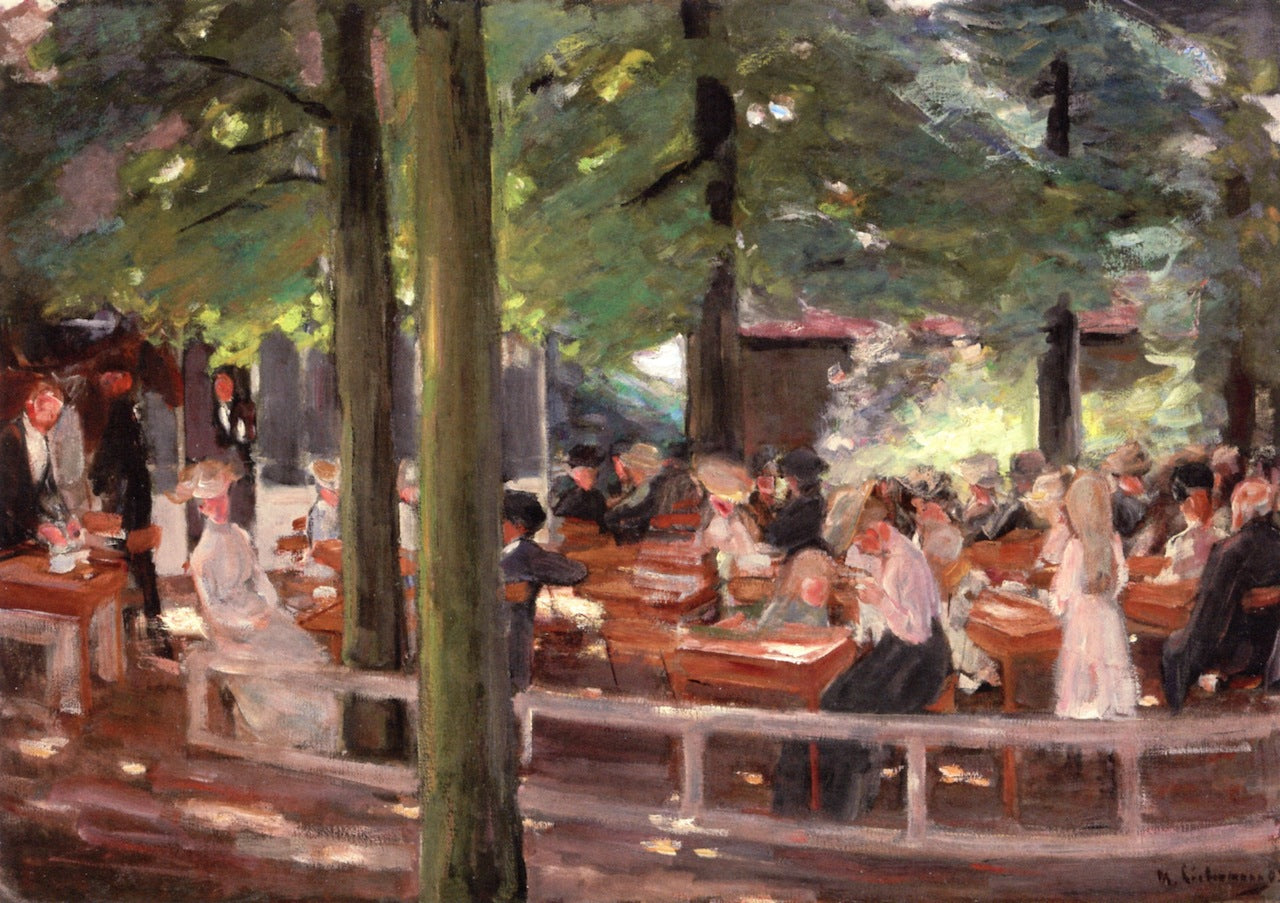 Beer Garden in Laren (study), vintage artwork by Max Liebermann, 12x8" (A4) Poster
