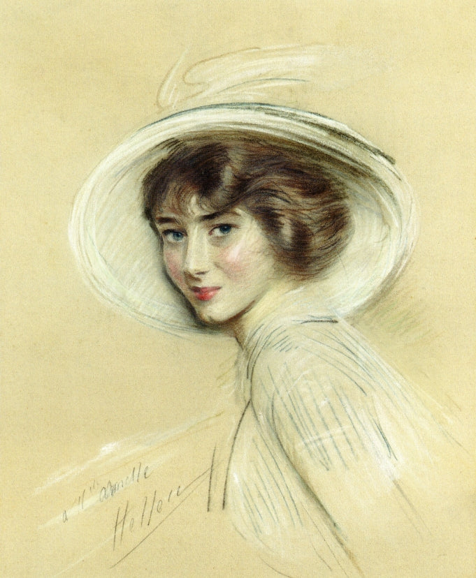 ortrait of Annette, Wearing a White Hat by Paul Cesar Helleu,A3(16x12")Poster