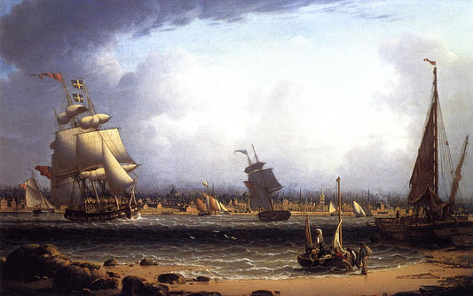 Liverpool from Wallasey Foreshore, vintage artwork by Robert Salmon, 12x8" (A4) Poster