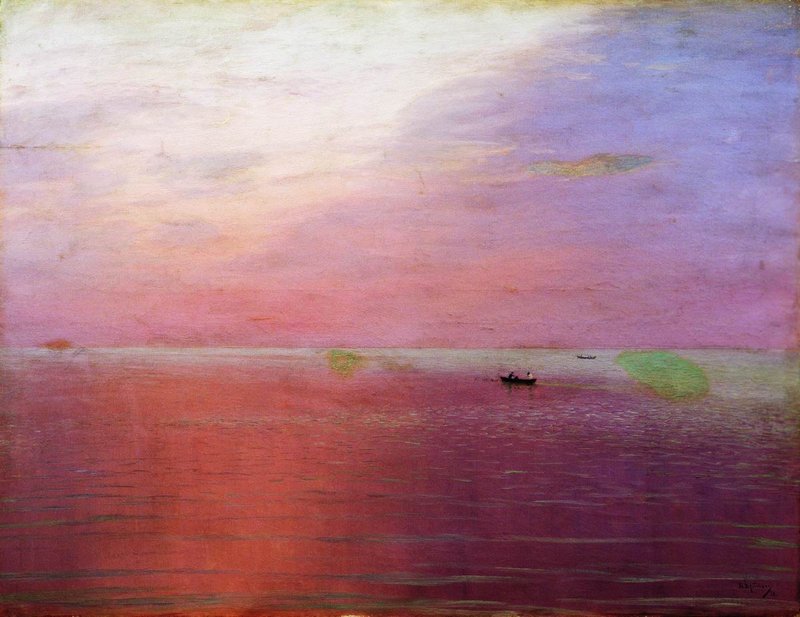 Calm Evening, vintage artwork by Nikolai Nikanorovich Dubovskoy, 12x8" (A4) Poster