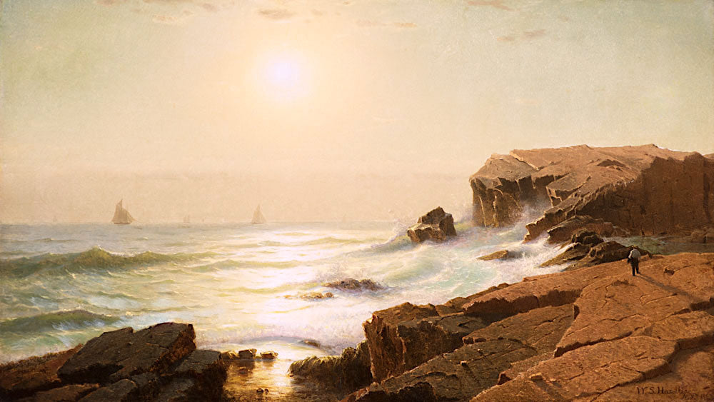 Sunrise at Narragansett, Rhode Island, vintage artwork by William Stanley Haseltine, 12x8" (A4) Poster