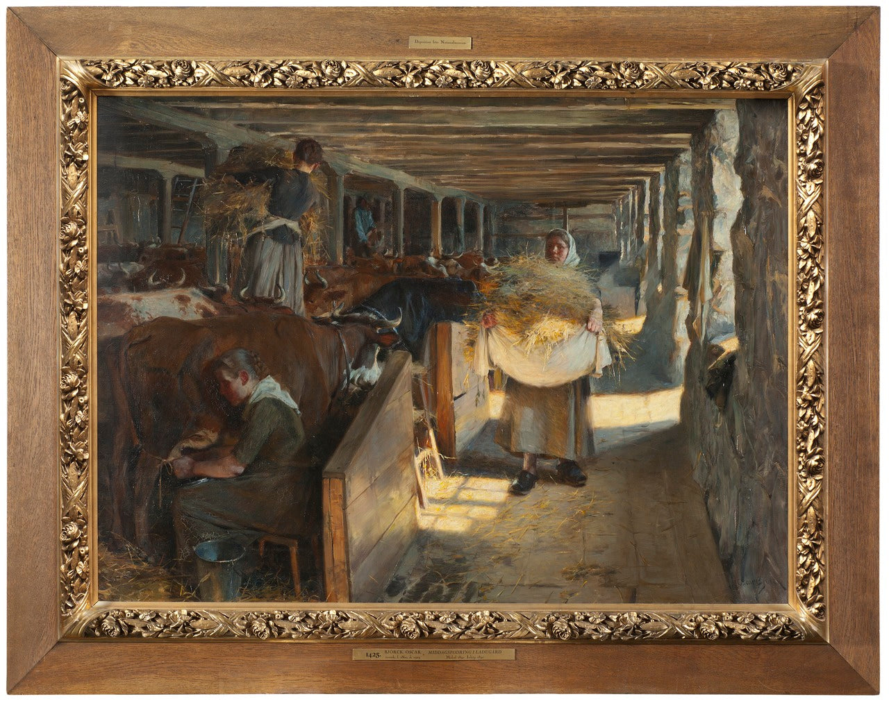 Feeding Time in a Cow-Shed by Oscar Gustaf Bjorck,A3(16x12")Poster
