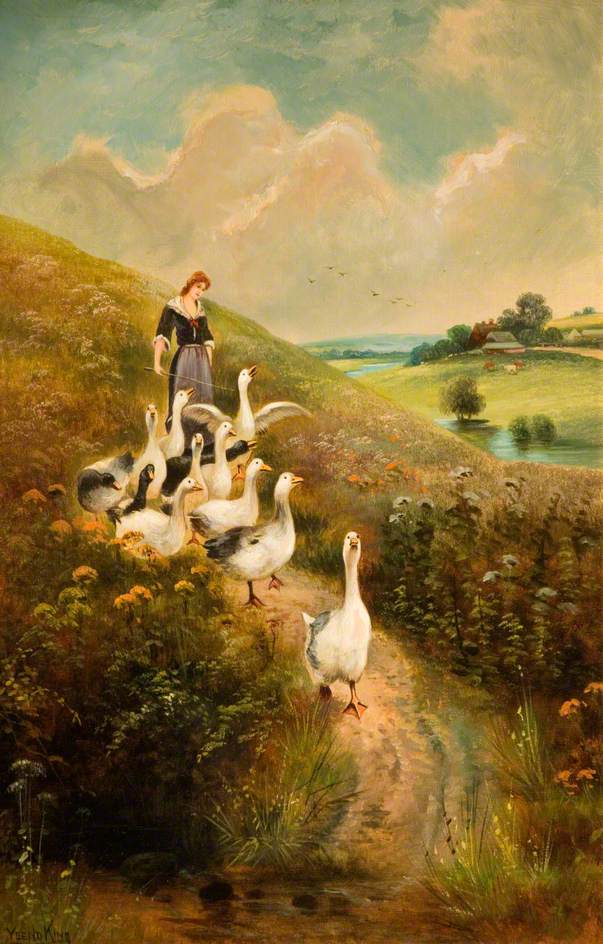 Goose Girl, vintage artwork by Henry John Yeend King, 12x8" (A4) Poster