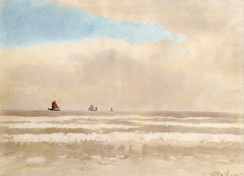 Seascape with Sailboats by Léon Spilliaert,16x12(A3) Poster