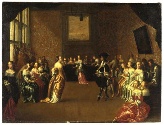 Menuet, vintage artwork by Hieronymus Janssens, 12x8" (A4) Poster