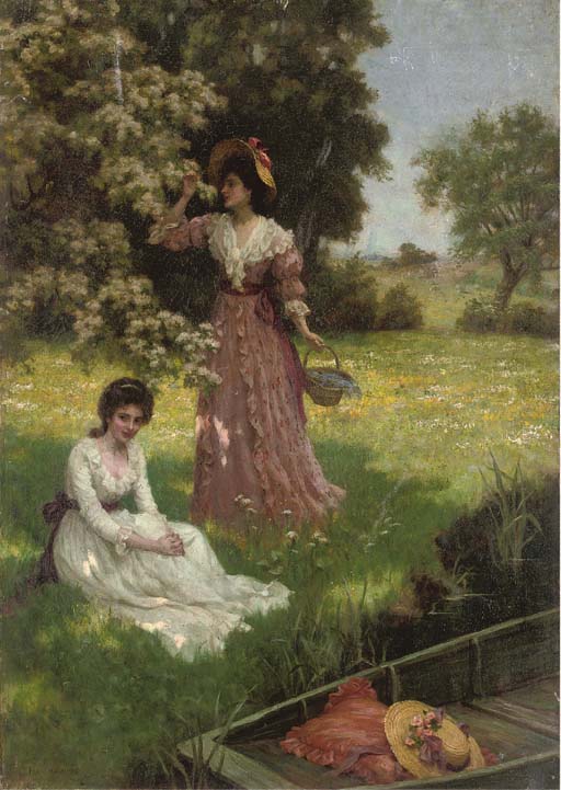Spring blossoms, vintage artwork by Charles Haigh Wood, 12x8" (A4) Poster