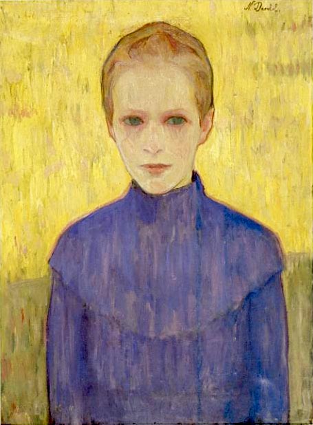 Girl in a blue dress, vintage artwork by Nils Dardel, 12x8" (A4) Poster