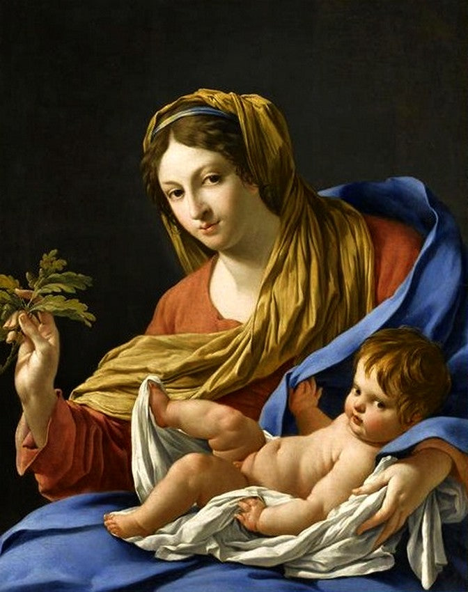 Vierge Hesselin, vintage artwork by Simon Vouet, 12x8" (A4) Poster