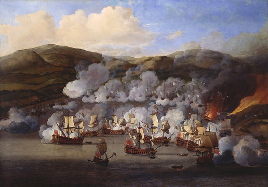 The Attack on the French Ships at Martinique, 6th July 1667, vintage artwork by Willem van de Velde the Younger, 12x8" (A4) Poster