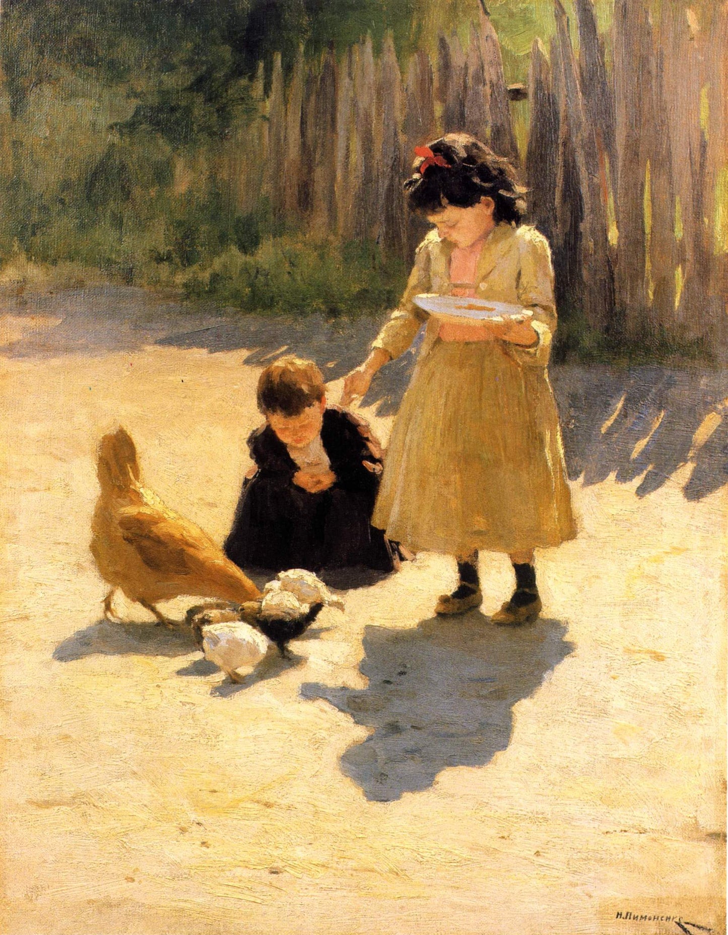 The Artist's Children, vintage artwork by Nikolai Pimonenko, 12x8" (A4) Poster
