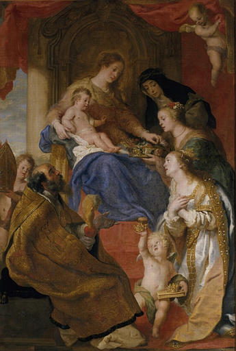 The Virgin, Child and Saints, vintage artwork by Gaspard de Crayer, 12x8" (A4) Poster
