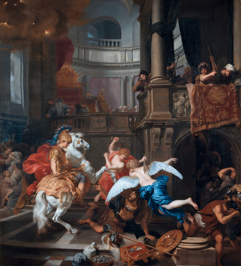 The Expulsion of Heliodorus From The Temple, vintage artwork by Gerard de Lairesse, 12x8" (A4) Poster