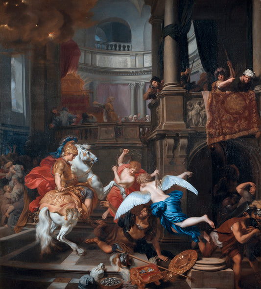 The Expulsion of Heliodorus From The Temple, vintage artwork by Gerard de Lairesse, 12x8" (A4) Poster