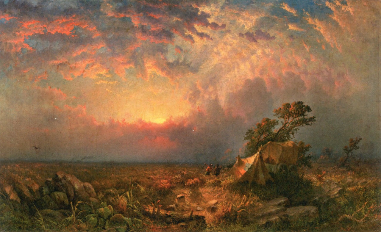 Pioneers at Sunset, vintage artwork by William Weisman, 12x8" (A4) Poster