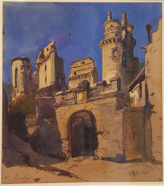 Chȃteau de Pierrefonds, vintage artwork by Eugène Isabey, A3 (16x12") Poster Print