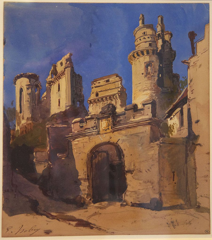 Chȃteau de Pierrefonds, vintage artwork by Eugène Isabey, A3 (16x12