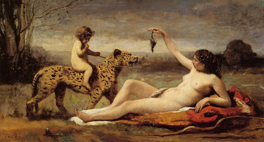 Bacchante with a Panther, vintage artwork by Jean-Baptiste-Camille Corot, A3 (16x12") Poster Print
